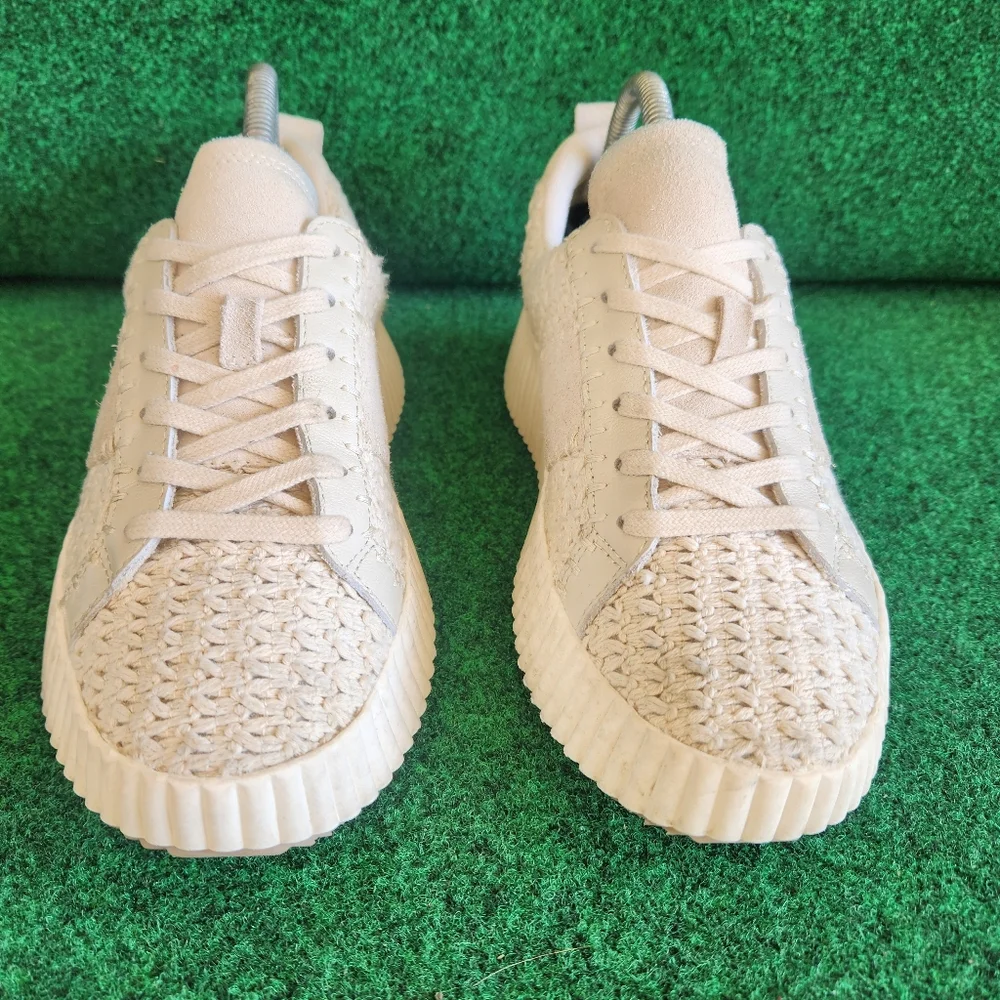 Dolce Vita Dolen Crochet & Leather Platform Sneakers Size 9 Ivory